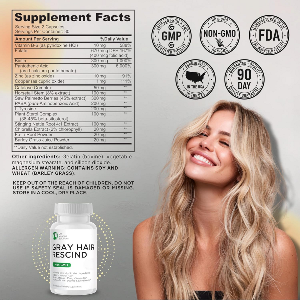Viên Uống Hỗ Trợ Tóc Gray Hair Rescind with Catalase – Hộp 60 Viên