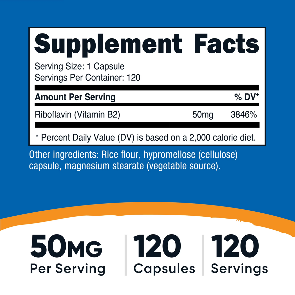 Viên Uống Vitamin B2 Nutricost R-5-P Riboflavin-5-Phosphate Vitamin B2 50mg – Hộp 120 Viên