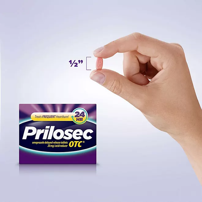 Viên Uống Hỗ Trợ Giảm Ợ Nóng & Kiểm Soát Axit Dạ Dày Prilosec OTC Omeprazole 20 mg –  Hộp 42 Viên