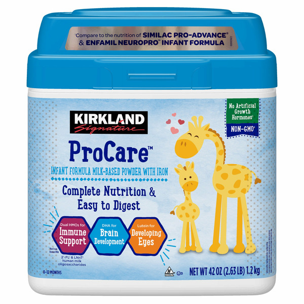 Sữa Bột Công Thức Kirkland Signature Dual HMO Non-GMO ProCare Infant Formula – Lon 42 Oz 