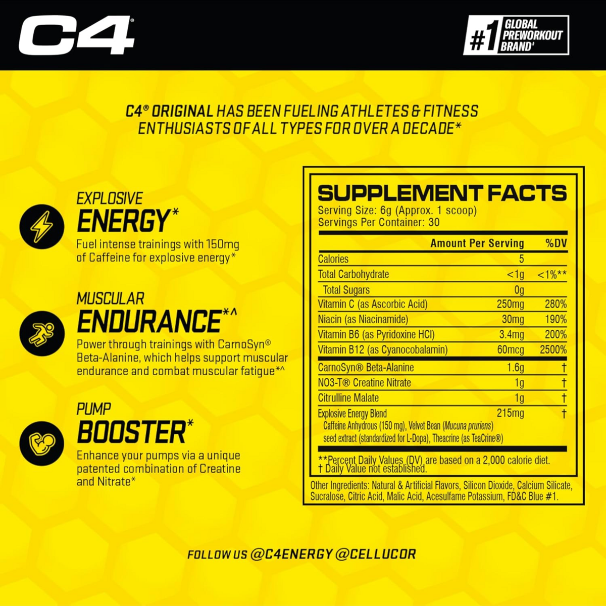 Bột Pre-Workout C4 Original Icy Blue Razz 180g
