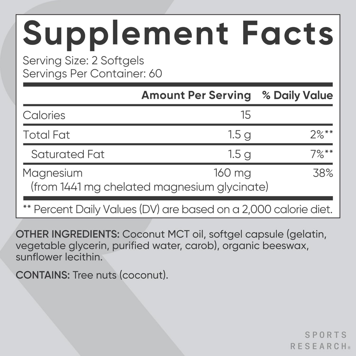 Viên Uống Magnesium Glycinate Sports Research 160mg – Hộp 120 Viên