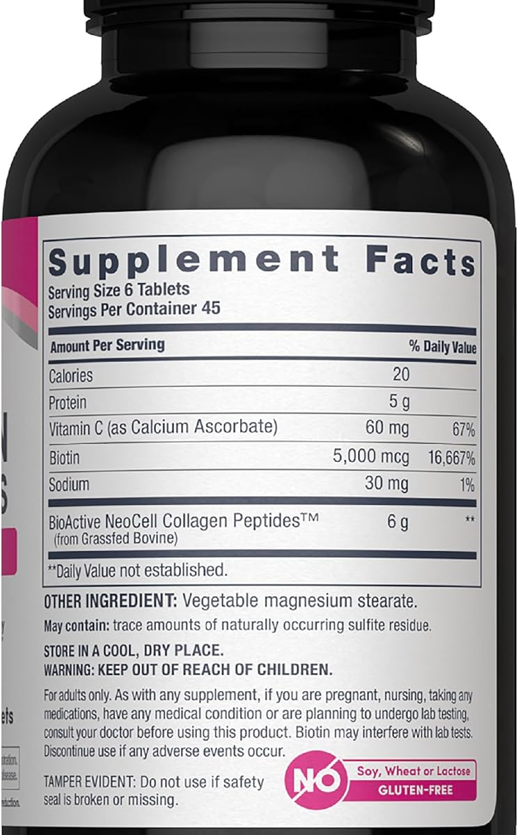 Viên Uống Collagen NeoCell Advanced Grassfed Collagen Peptides 6000 mg + Vitamin C & Biotin – Hộp 270 Viên