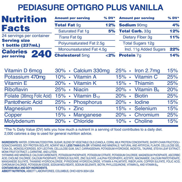 Sữa Dinh Dưỡng PediaSure Grow & Gain With OptiGRO Vị Vanilla – Thùng 24 Chai X 237ml