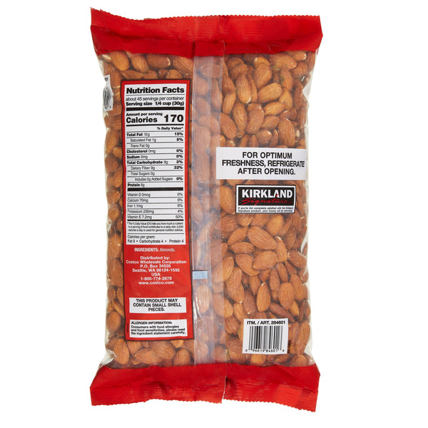 Túi Hạt Hạnh Nhân Kirkland Signature Whole Almonds – Túi 3 lb