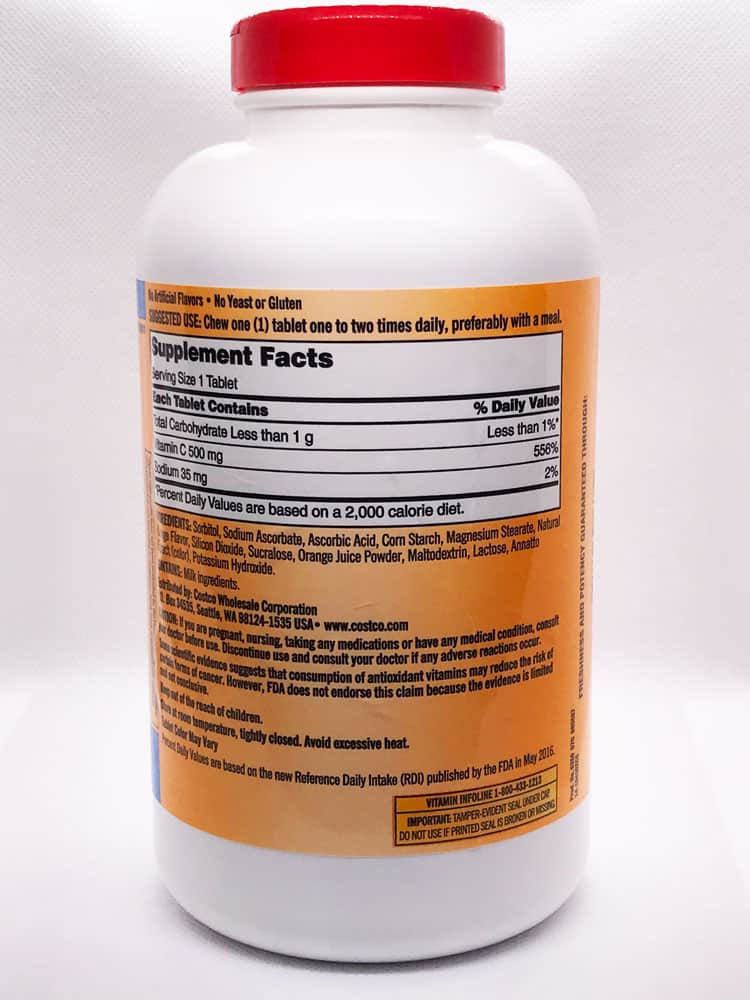 Viên Nhai Kirkland Signature Chewable Vitamin C 500 mg – Hộp 500 viên