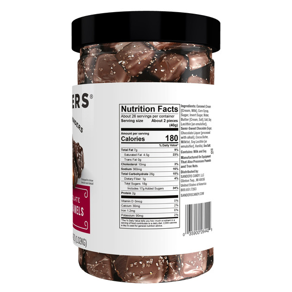 Kẹo Socola Sanders Fine Chocolatiers Dark Chocolate Sea Salt Caramels – Hộp 1.02kg