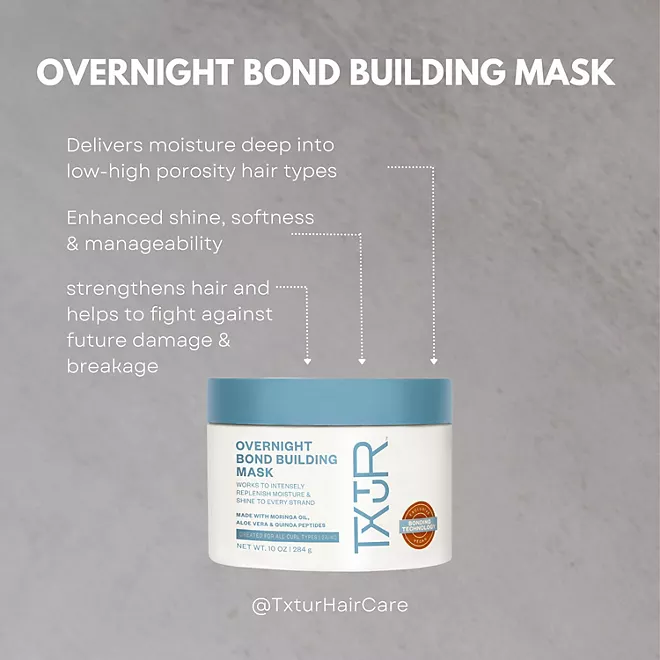 Mặt Nạ Tái Tạo Liên Kết Tóc Qua Đêm Kèm Mũ Ngủ TXTUR Overnight Bond Building Mask + Sleeping Cap Kit - Hộp 369g
