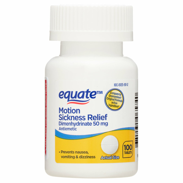 Viên Uống Hỗ Trợ Giảm Say Tàu Xe Equate Motion Sickness Relief Dimenhydrinate 50 mg – Hộp 100 Viên