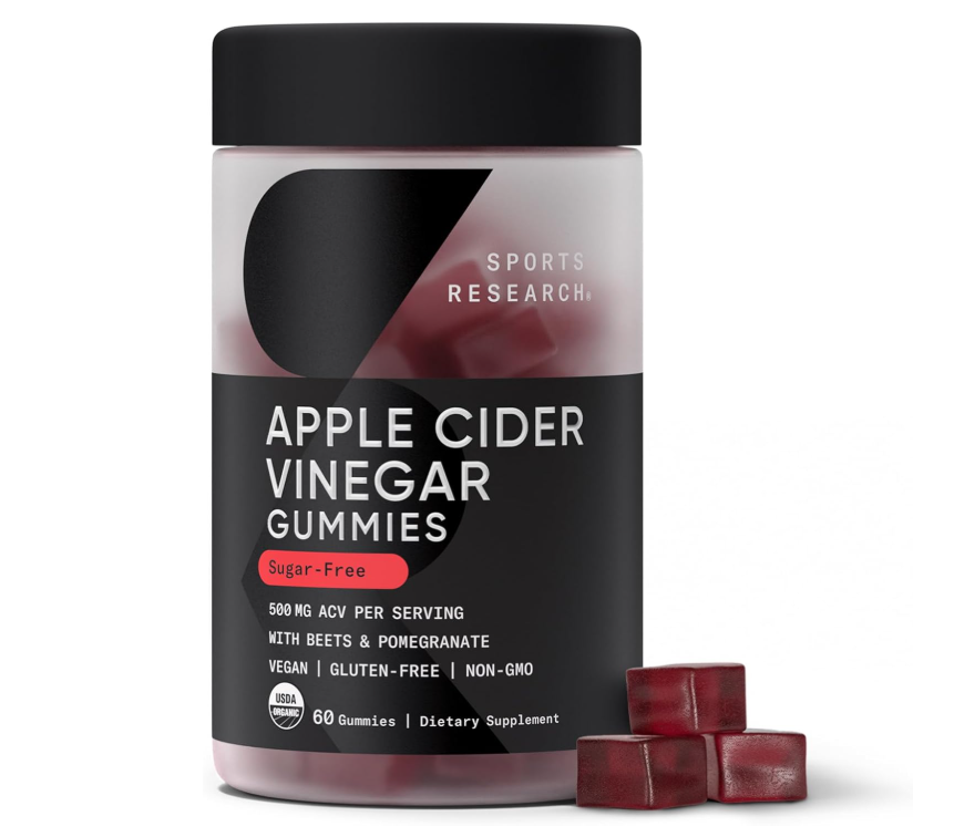 Viên Nhai Giấm Táo Sports Research Apple Cider Vinegar Gummies 500mg – Hộp 60 Viên