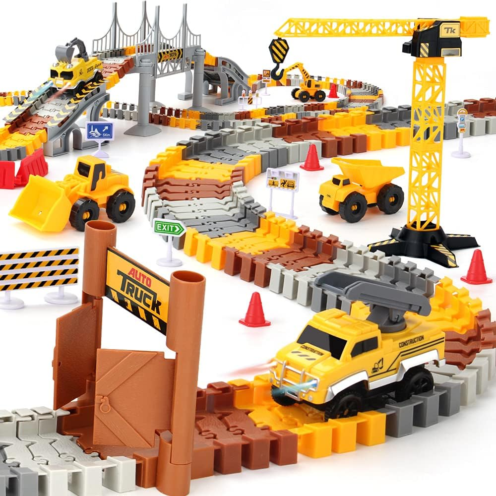 Bộ Đồ Chơi Đường Đua Công Trường MINI TUDOU Construction Race Tracks Set – Kèm Xe Công Trình Chạy Pin Và 144 Đoạn Đường Ray