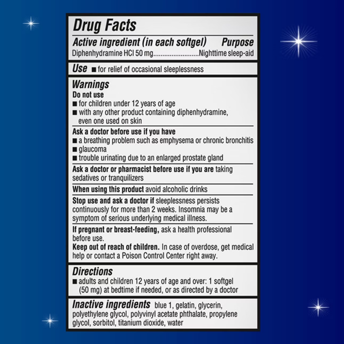 Viên Nang Hỗ Trợ Giấc Ngủ Unisom SleepGels Diphenhydramine HCl 50mg – Hộp 100 Viên