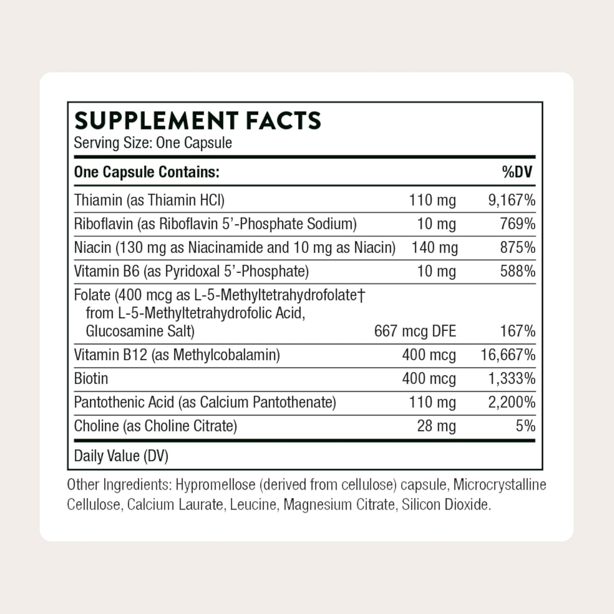 Viên Uống Vitamin B Tổng Hợp Thorne Basic B-Complex – Hộp 60 Viên