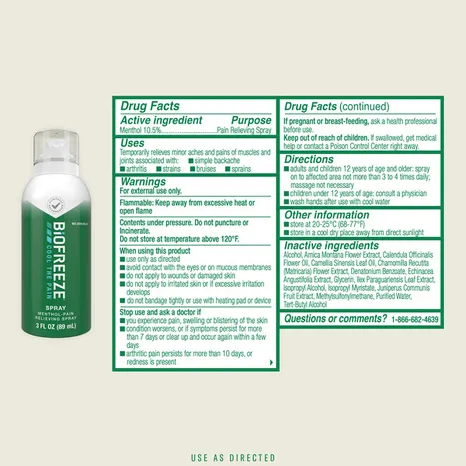 Chai Xịt Giảm Đau Biofreeze Pain Relief Spray Menthol 3 Oz