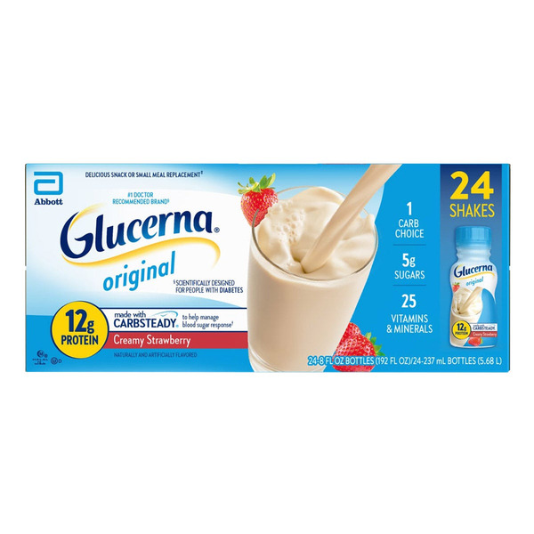 Sữa Nước Glucerna Diabetes Nutritional Shake Creamy Strawberry Cho Người Tiểu Đường Vị Dâu – Thùng 24 Chai x 8 Oz