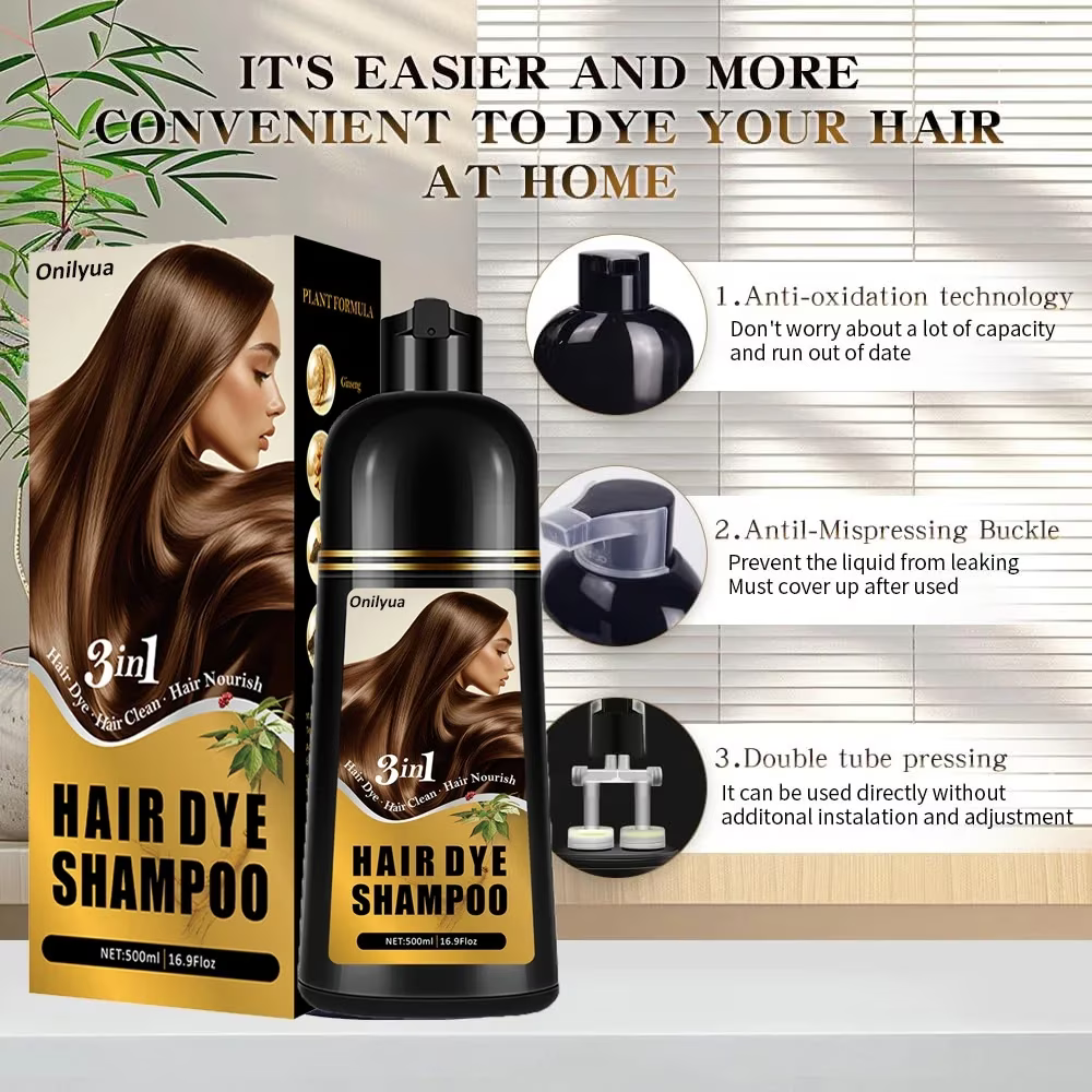 Dầu Gội Nhuộm Tóc 3 trong 1 Màu Nâu Nhạt Onilyua 3in1 Hair Dye Shampoo Light Brown  – Chai 500 Ml