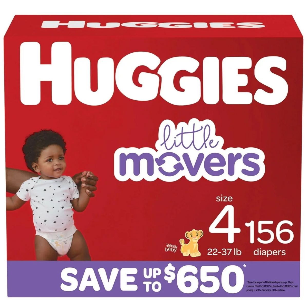 Tã Huggies Little Movers Baby Diapers Size 4 Cho Bé 10-17kg - Gói 156 Miếng