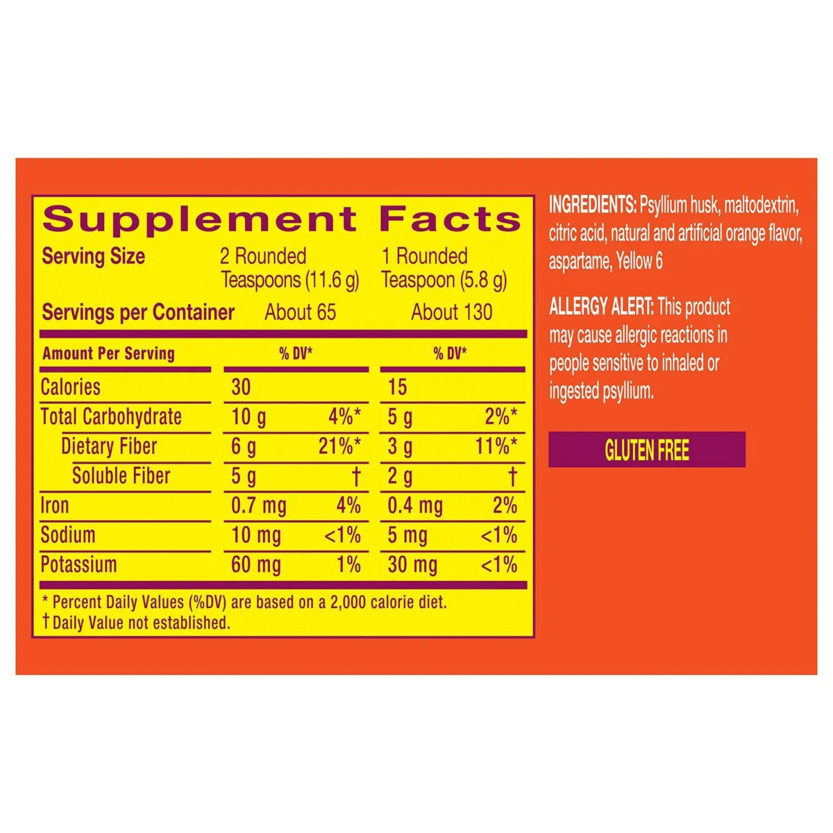Metamucil Psyllium 4in1 Fiber Sugar-Free Powder, Orange, 26.6 oz., 2 pk.