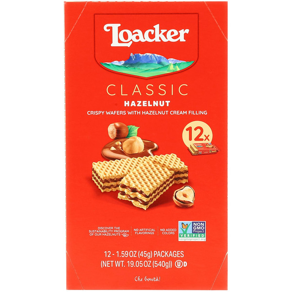 Bánh Xốp Kem Hạt Phỉ Loacker Classic Hazelnut – Hộp 12 Gói