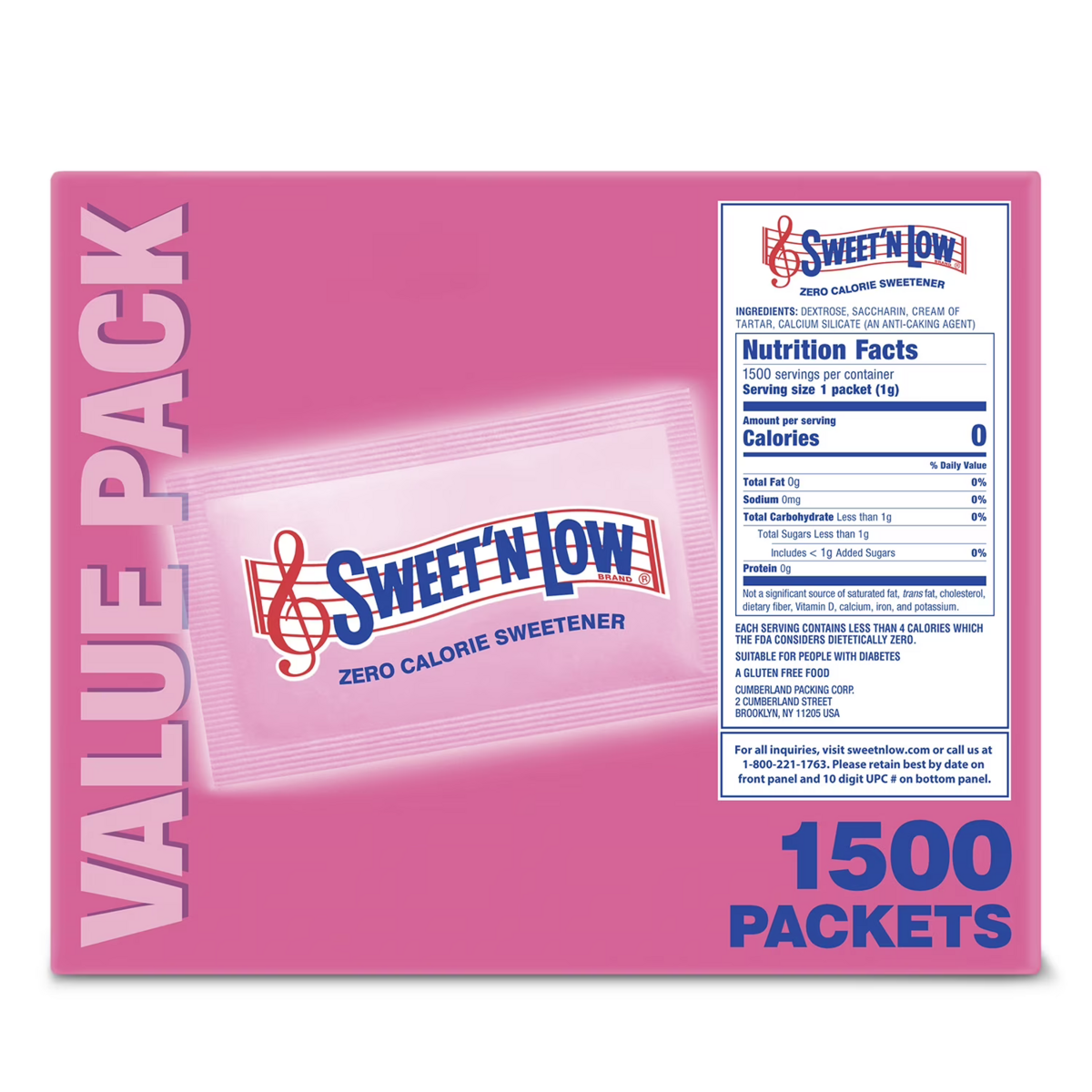 Đường Ăn Kiêng Không Calo Sweet'N Low Sweetener Portion Packets – Hộp 1500 Gói