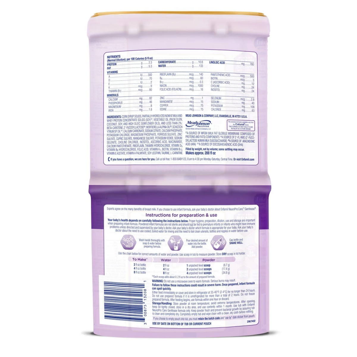 Sữa Công Thức Cho Bé Gặp Vấn Đề Về Tiêu Hóa Enfamil NeuroProCare Gentlease Infant Formula - Tổng 1.13kg