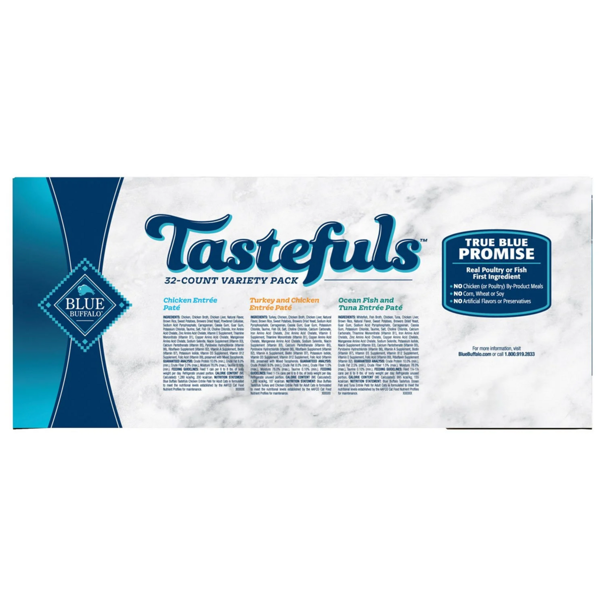Blue Buffalo Tastefuls Variety Pack, Pate Wet Cat Food, 32 ct., 5,5 oz.