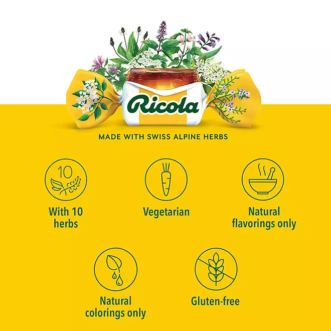 Viên Ngậm Hỗ Trợ Giảm Ho Và Làm Dịu Cổ Họng Ricola Original Natural Herb – Hộp 2 Gói X 105 viên