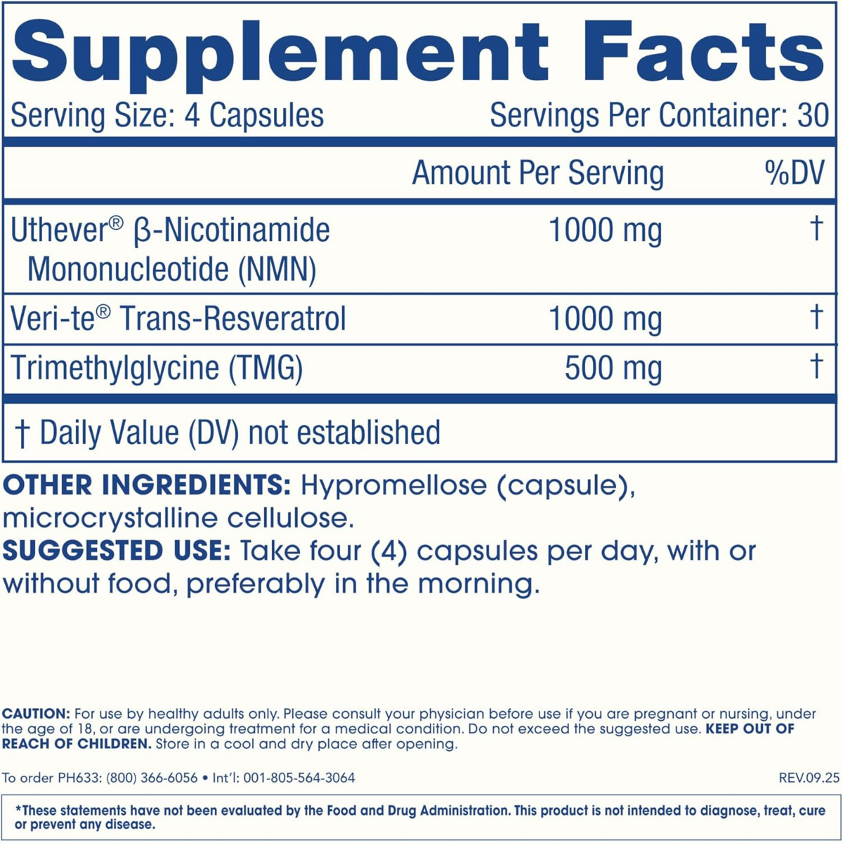 Viên Uống NMN Pro Complete ProHealth 1000mg NMN + 1000mg Resveratrol + 500mg TMG – Hộp 120 Viên