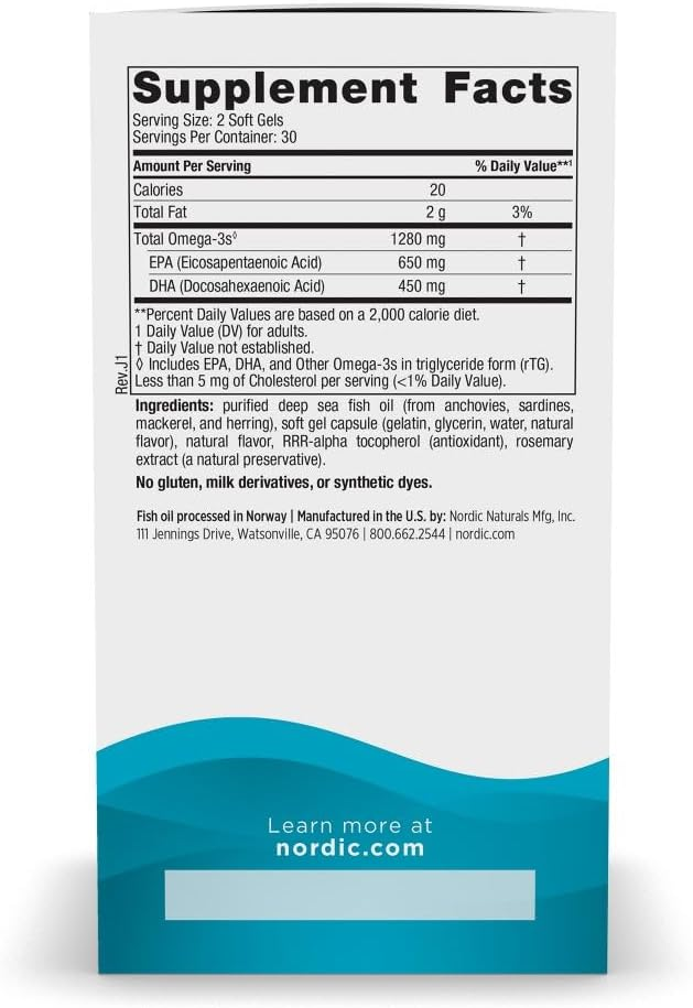 Viên Uống Dầu Cá Nordic Naturals Ultimate Omega 1280mg Vị Chanh – Hộp 60 Viên