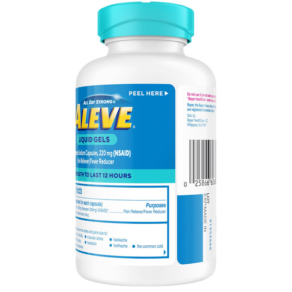 Viên Uống Giảm Đau Và Hạ Sốt Aleve Naproxen Sodium 220mg Liquid Gel Capsules – Hộp 180 Viên