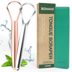 Cây Cạo Lưỡi Inox RONAVO Tongue Scraper Làm Sạch Lưỡi & Hơi Thở Tươi Mát – Set 2 Cây
