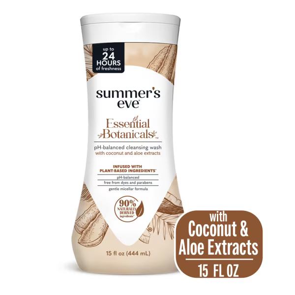 Dung Dịch Vệ Sinh Phụ Nữ Summer’s Eve Essential Botanicals Coconut & Aloe Daily Feminine Wash Chiết Xuất Dừa & Lô Hội – Chai 444ml