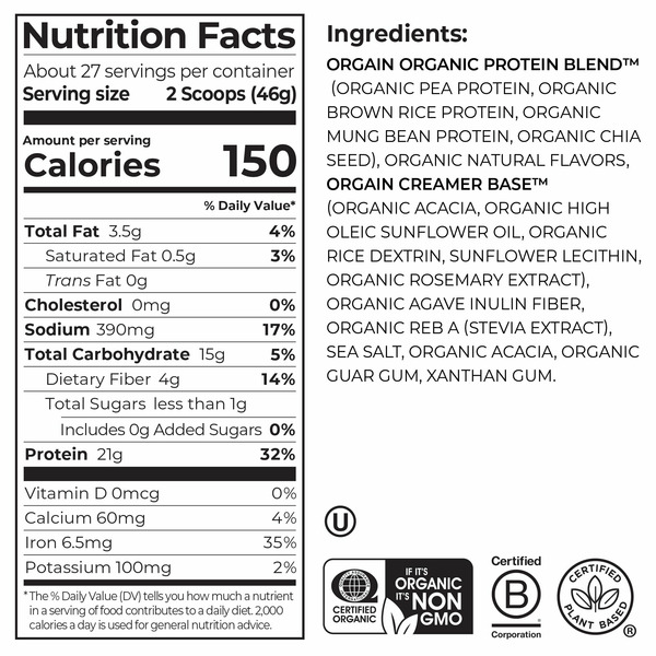 Bột Protein Thực Vật Orgain Organic Hương Vanilla Bean – Hộp 1243g