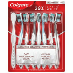 Bàn Chải Đánh Răng Colgate Optic White 360 Soft Manual - Set 8 Cái