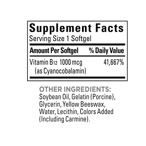 Viên Uống Nature Made Vitamin B12 1000 mcg Softgels – Hộp 400 viên