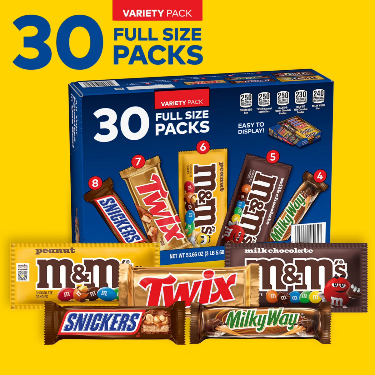 Kẹo Socola Tổng Hợp Mars Full Size Assorted Chocolate Candy Bars – Hộp 30 Thanh 