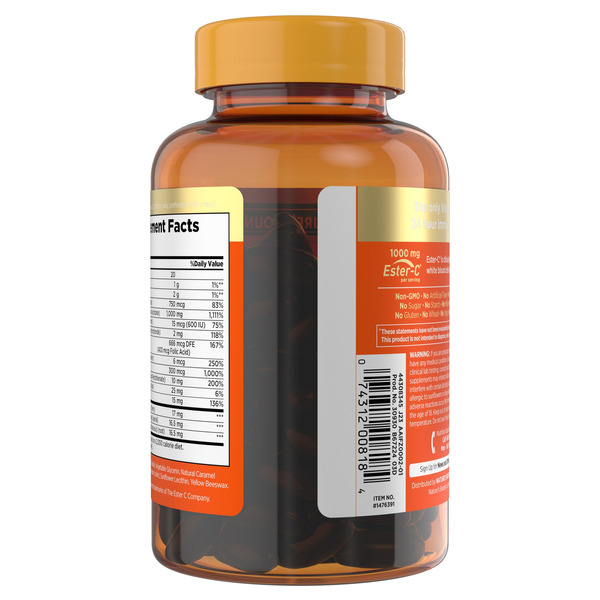 Viên Uống Nature’s Bounty Immune 24 Hour+ 1000 mg Ester-C - Hộp 120 Viên