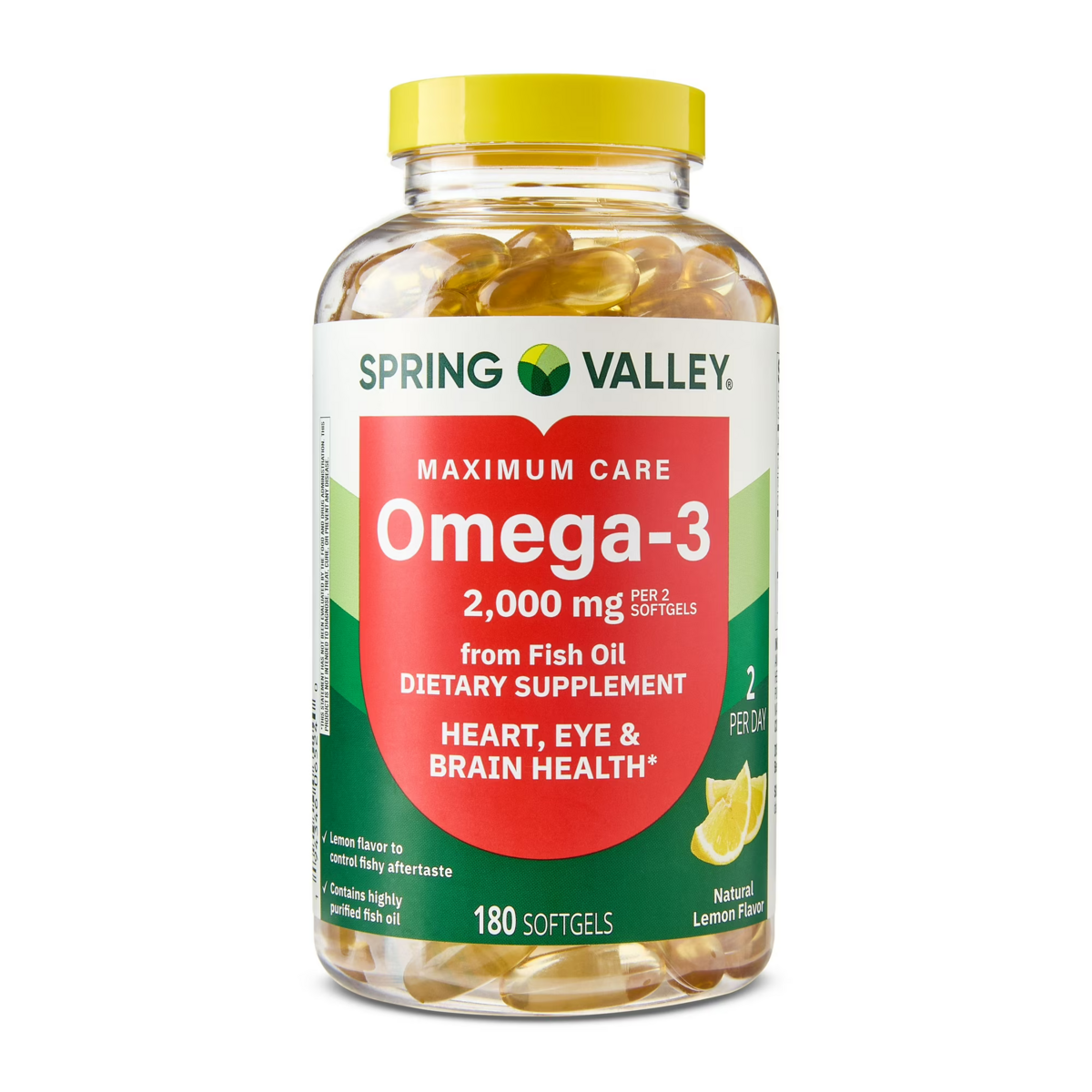 Viên Uống Dầu Cá Omega-3 Spring Valley, 2000 mg – Hộp 180 Viên