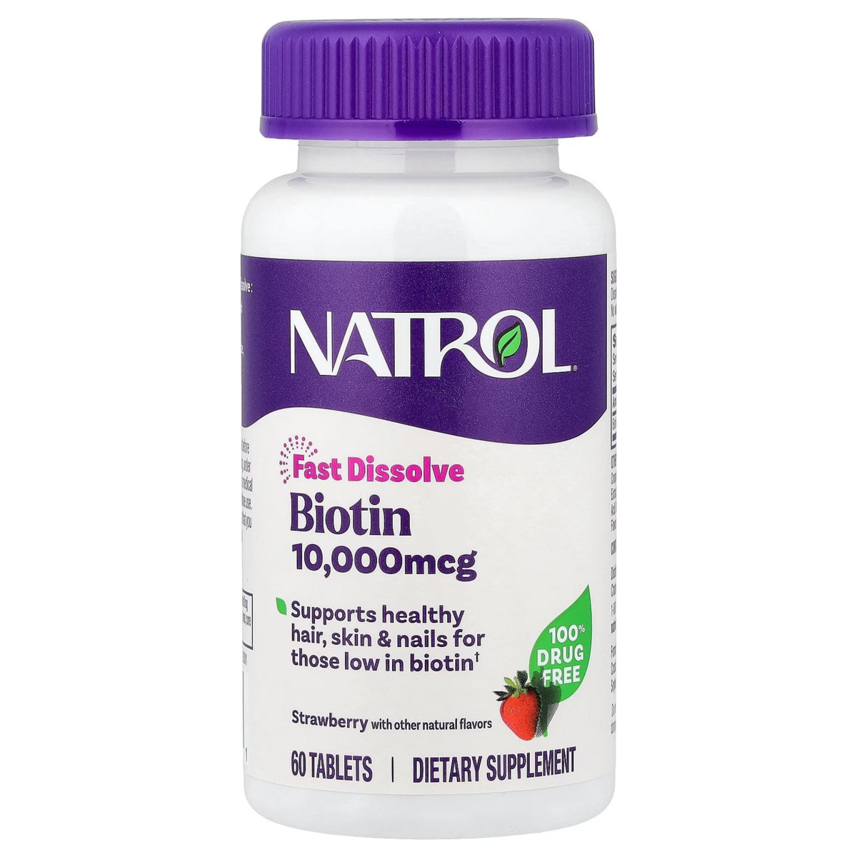 Viên Ngậm Bổ Sung Biotin Natrol Biotin Fast Dissolve 10,000 mcg Vị Dâu – Hộp 60 Viên