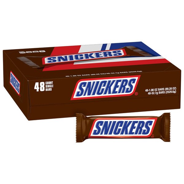 Kẹo Socola SNICKERS Singles Size Chocolate Candy Bars - Hộp 48 Gói