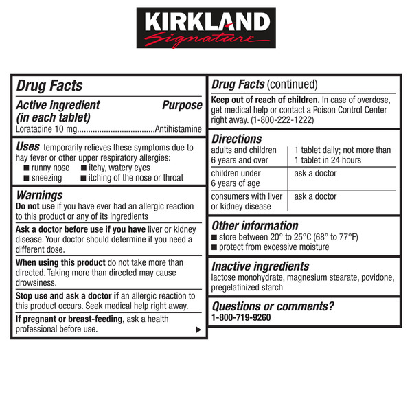 Viên Uống Hỗ Trợ Giảm Dị Ứng Kirkland Signature AllerClear 10 mg – Hộp 365 viên