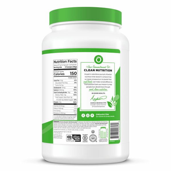 Bột Protein Thực Vật Orgain Organic Hương Vanilla Bean – Hộp 1243g