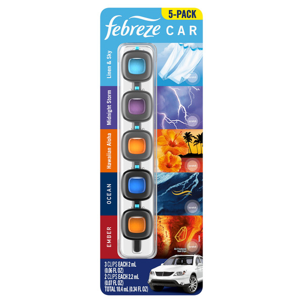 Kẹp Thơm Cửa Gió Ô Tô Febreze Car Vent Clip Hương Amber – Set 10 Chiếc