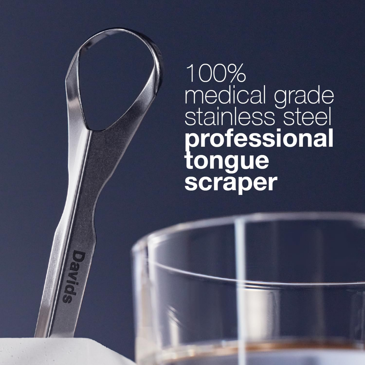 Cây Cạo Lưỡi Inox Y Tế Davids Tongue Scraper – Làm Sạch Lưỡi & Hơi Thở Thơm Mát
