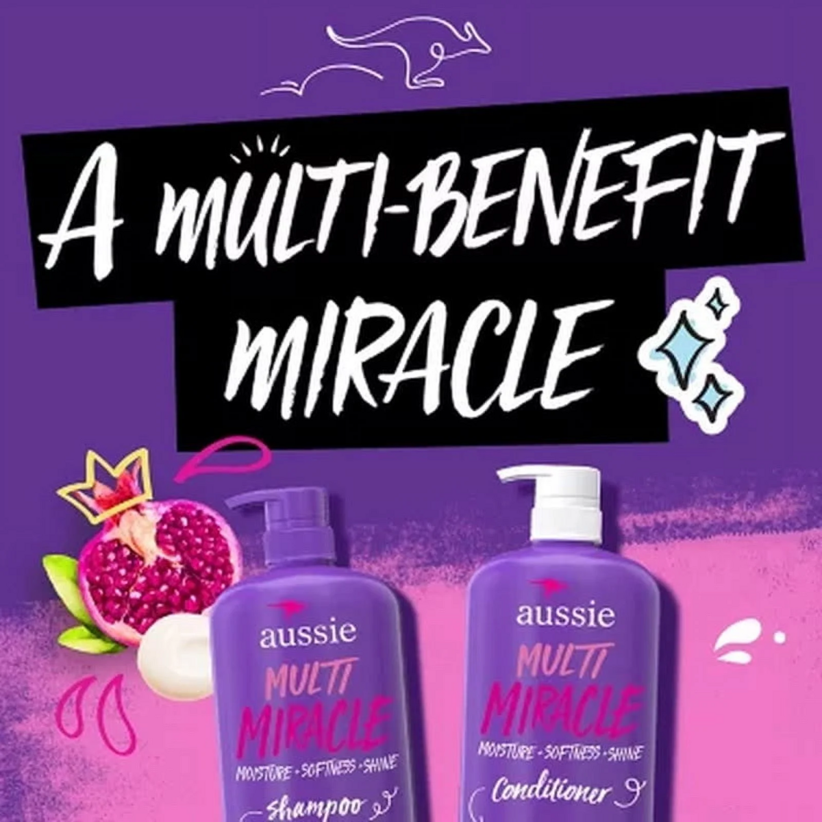 Bộ Dầu Gội Và Dầu Xả Aussie Multi Miracle 3-in-1 Shampoo and Conditioner - 2 Chai X 1L