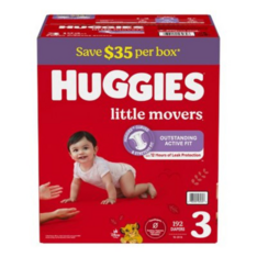 Tã Huggies Little Movers Baby Diapers Size 3 Cho Bé Từ 7-12kg - Gói 192 Miếng