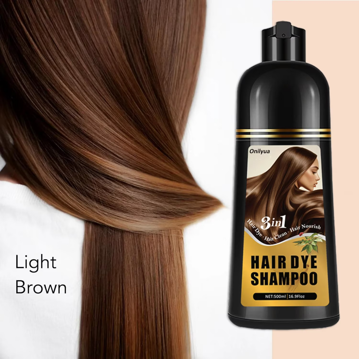 Dầu Gội Nhuộm Tóc 3 trong 1 Màu Nâu Nhạt Onilyua 3in1 Hair Dye Shampoo Light Brown  – Chai 500 Ml